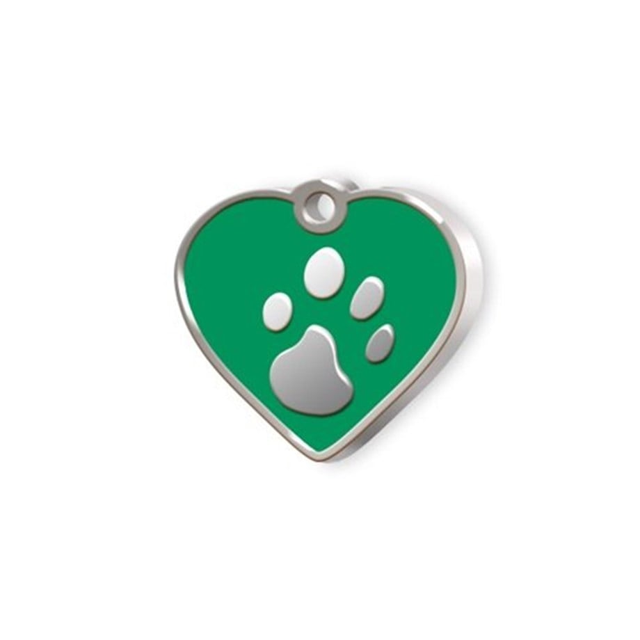 Little Cat Dog Tag With Heart Shaped Green