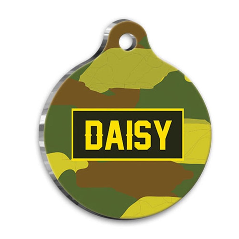 Camouflage Patterned Round Cat Dog Tag