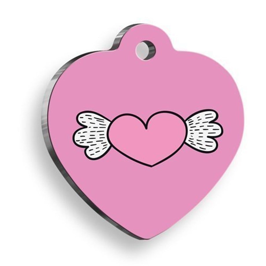 Winged Heart Heart -Shaped Cat Dog Tag