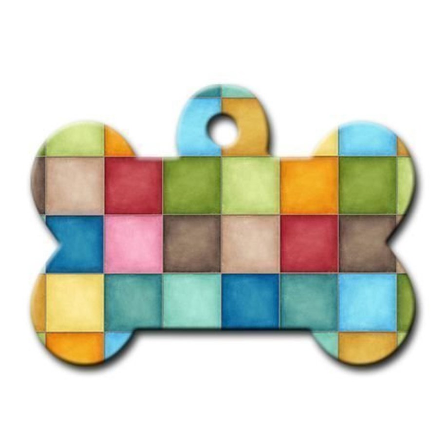 Square Patterned Cat Dog Tag