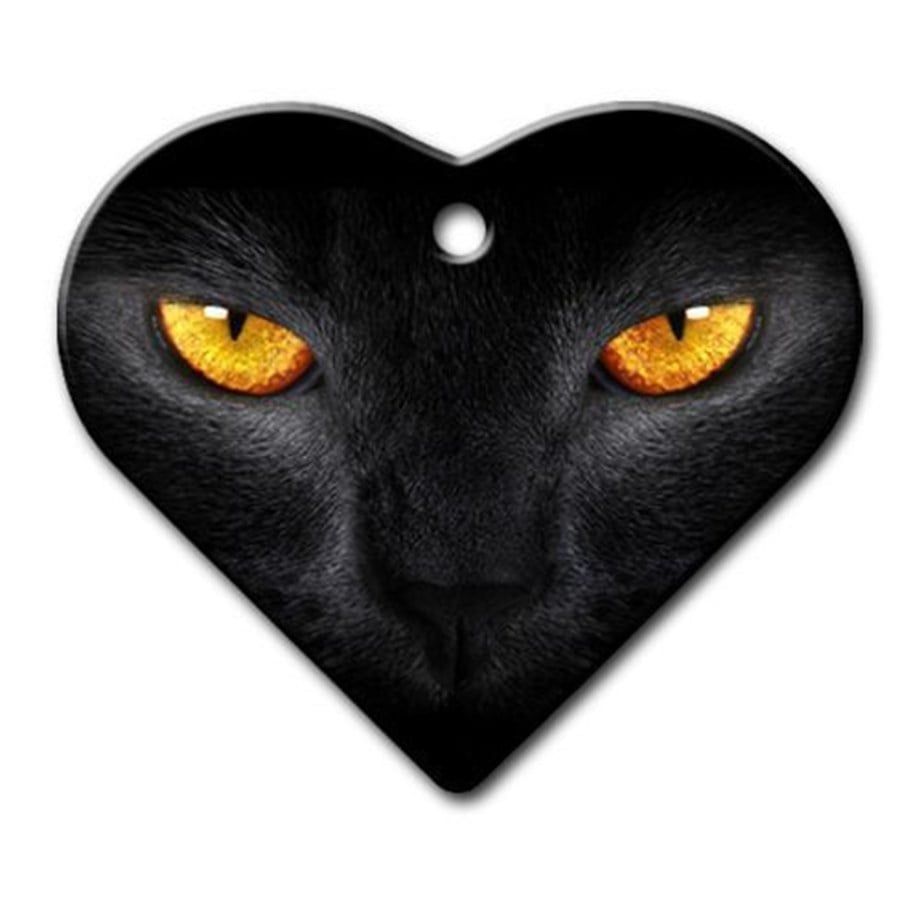 Cat Eye Wide Heart Cat Dog Tag