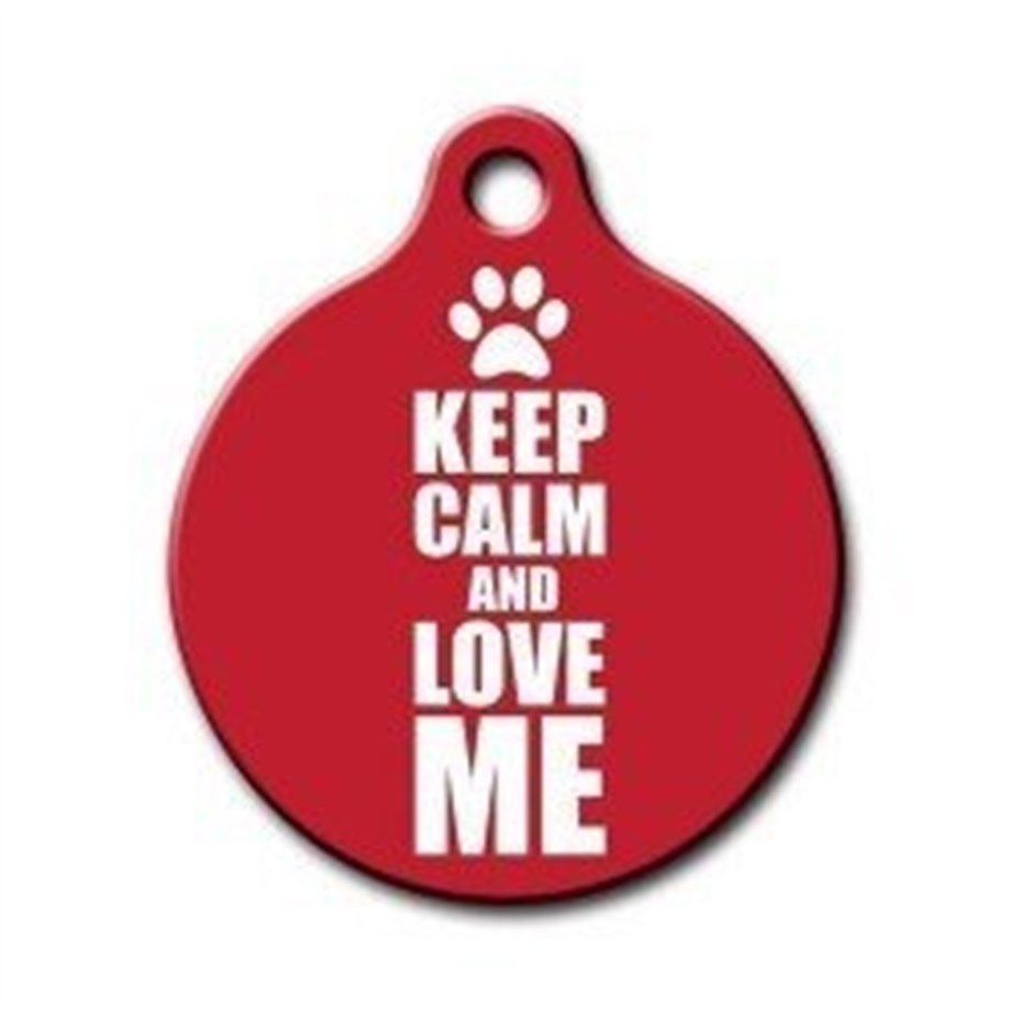 Keep Calm And Love Me Round Cat Dog Tag Medium