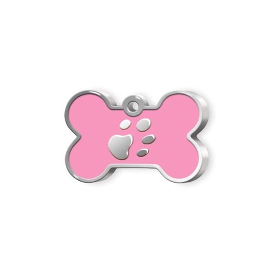 Small Dog Tag With Bone -Shaped Enamel Pink