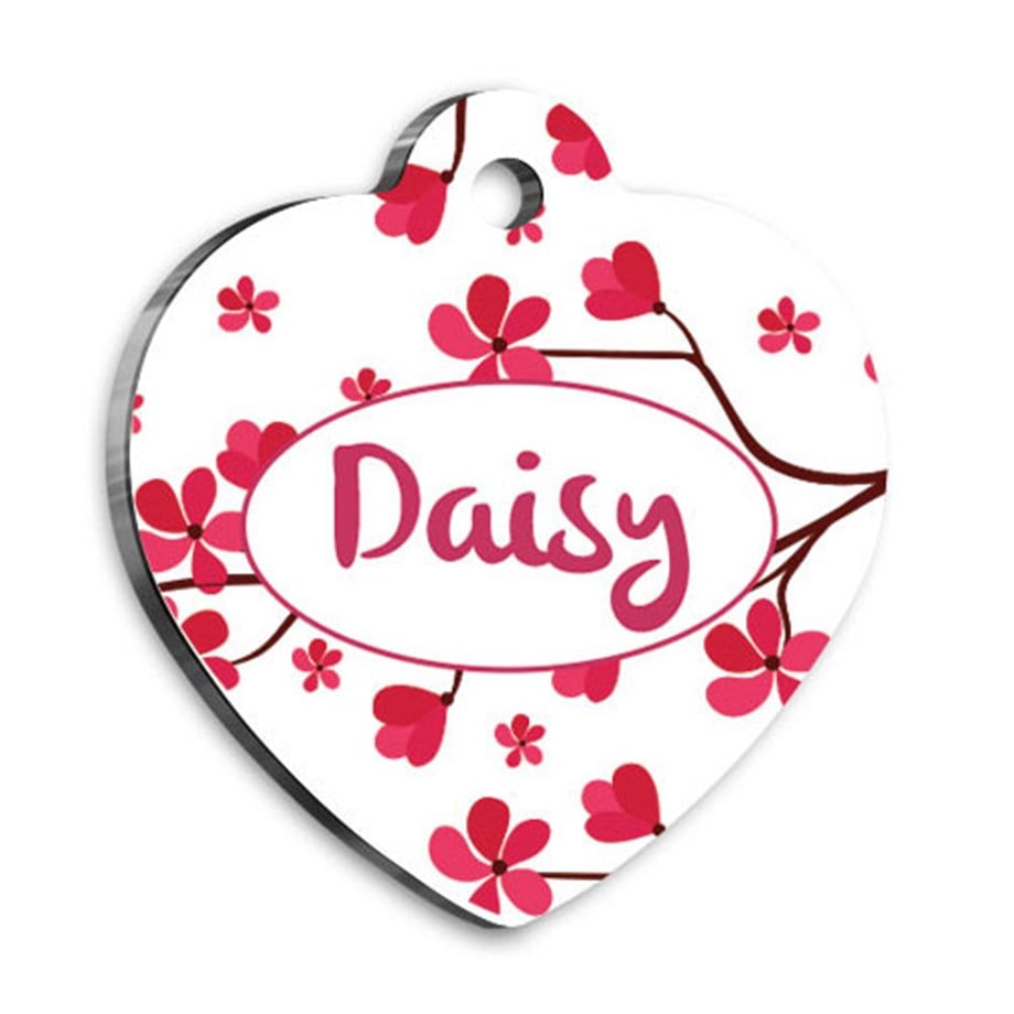 Cherry Tree Heart -Shaped Cat Dog Tag