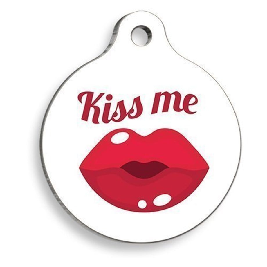 Kiss Me Lips Round Cat And Dog Tag