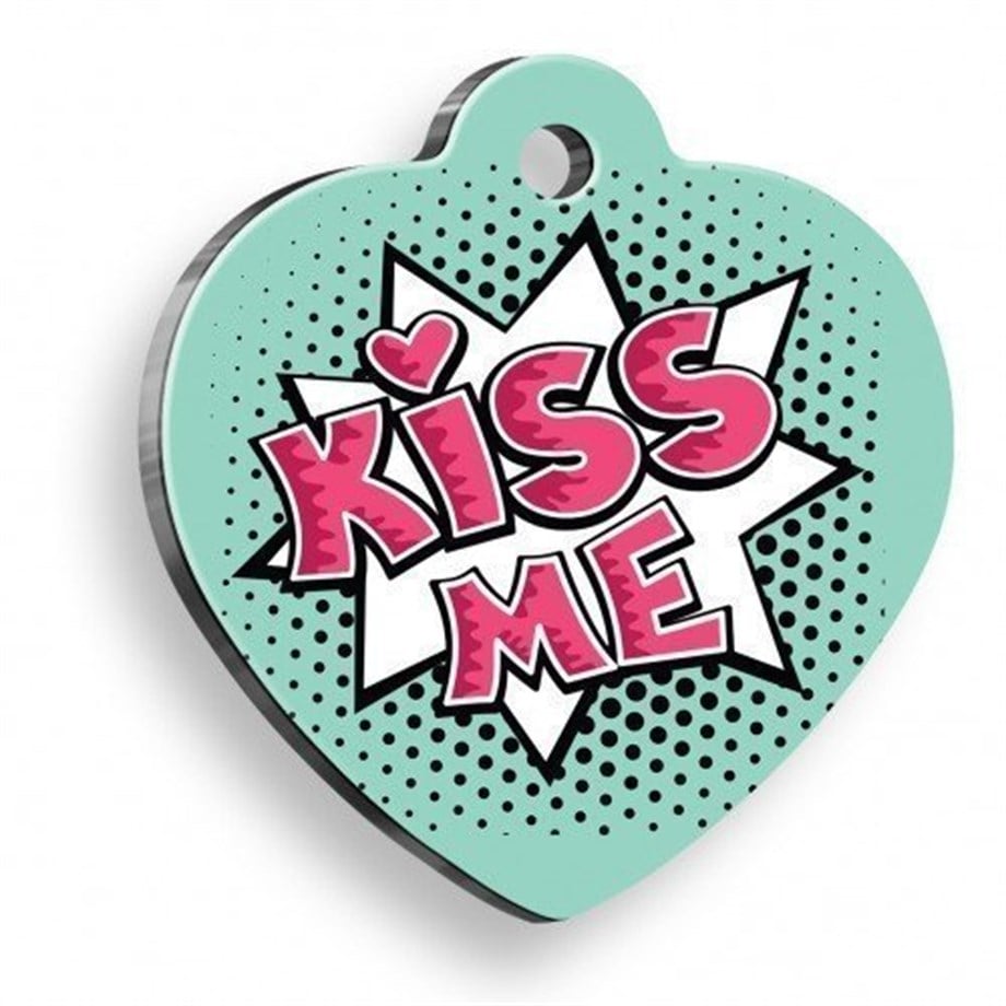 Kiss Me Kiss Heart -Shaped Cat Dog Tag