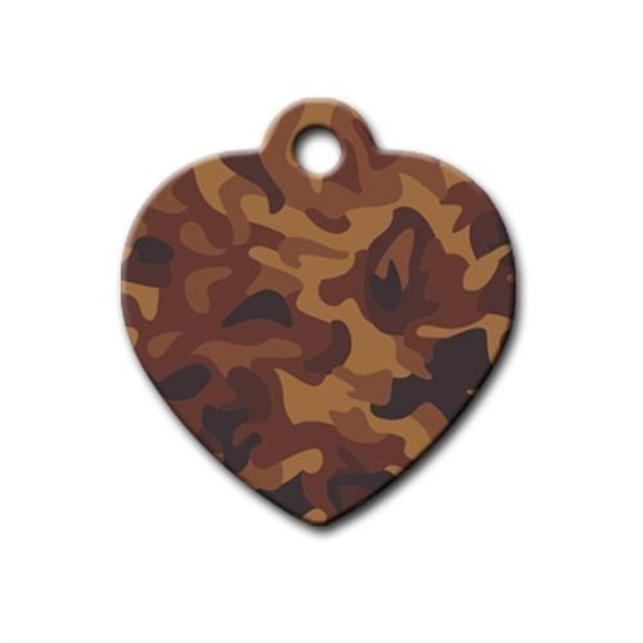 Red Camouflage Patterned Heart Cat Dog Tag