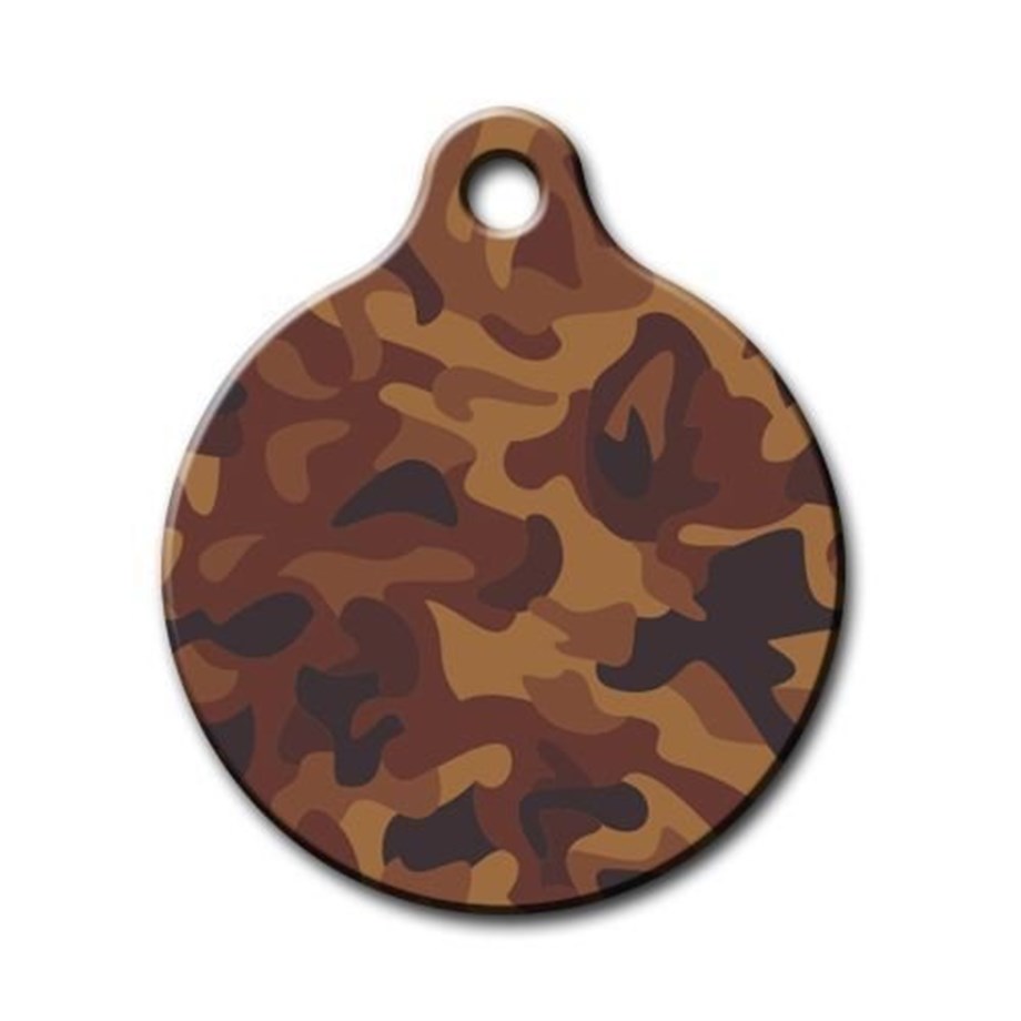 Red Camouflage Patterned Round Cat Dog Tag