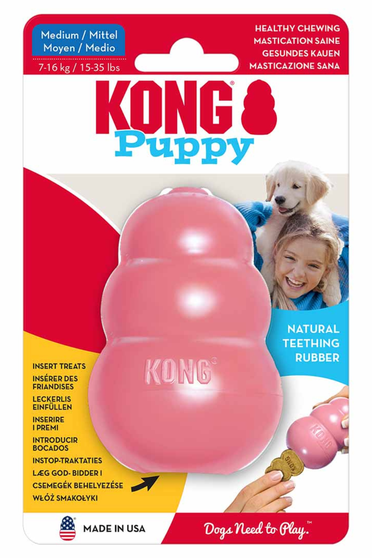 KONG Puppy Yavru Köpekler için Çok Amaçlı Isırma Oyuncağı