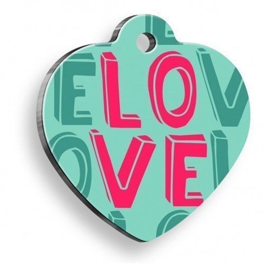 L-O-V-E Heart-Shaped Cat Dog Tag