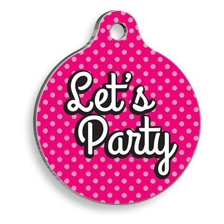 Let'S Party Pink Round Cat And Dog Tag