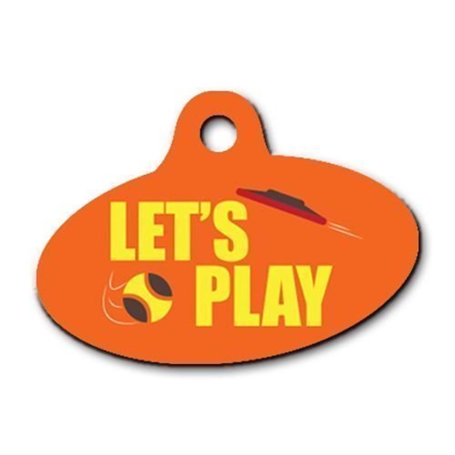 Lets Play Patterned Ellipse Cat Dog Tag