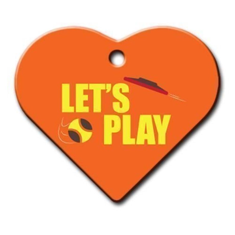 Lets Play Wide Heart Cat Dog Tag