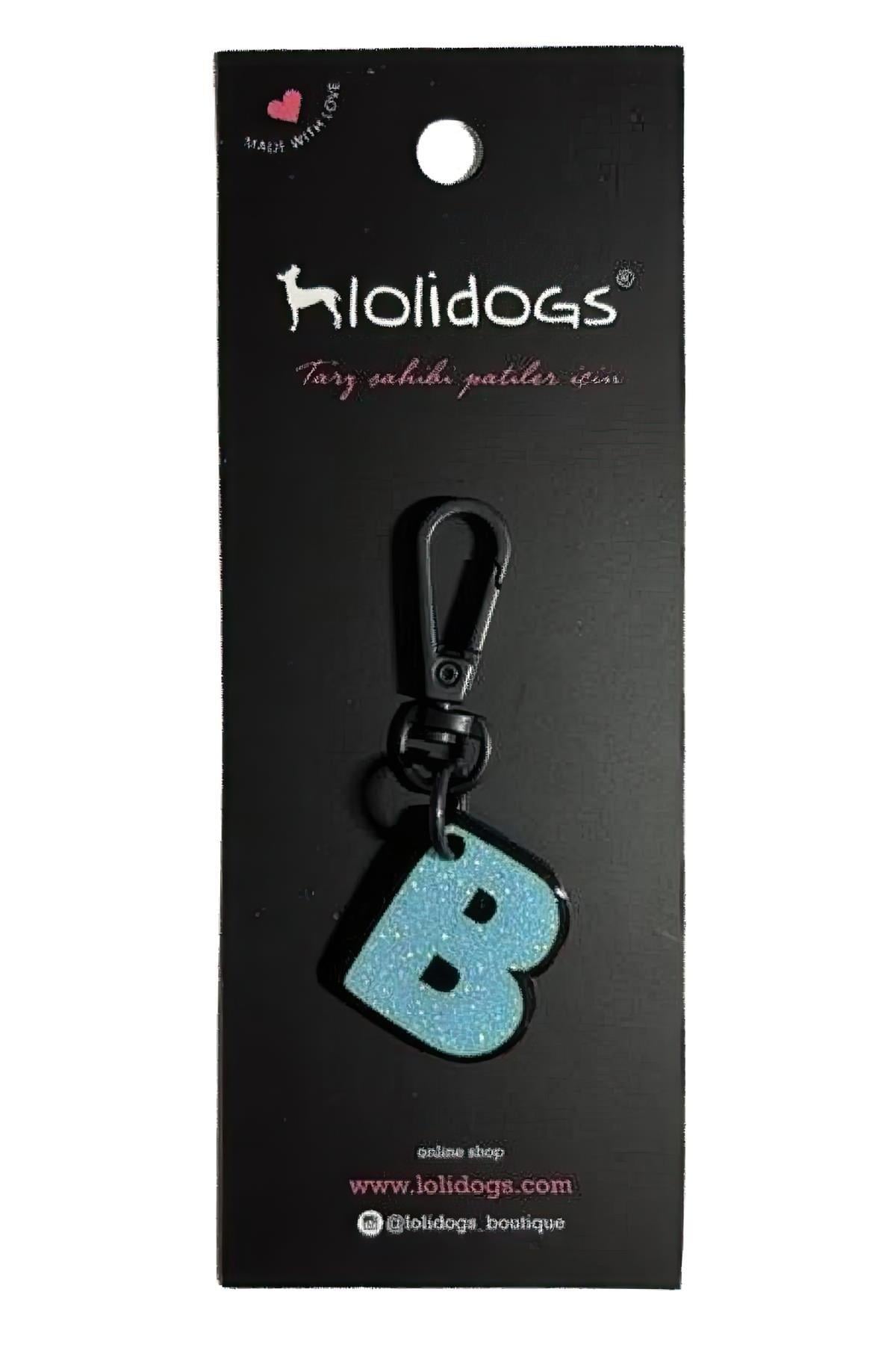 Lolidogs Harf Seçenekli Köpek Künyesi - Soft Mavi Glitter