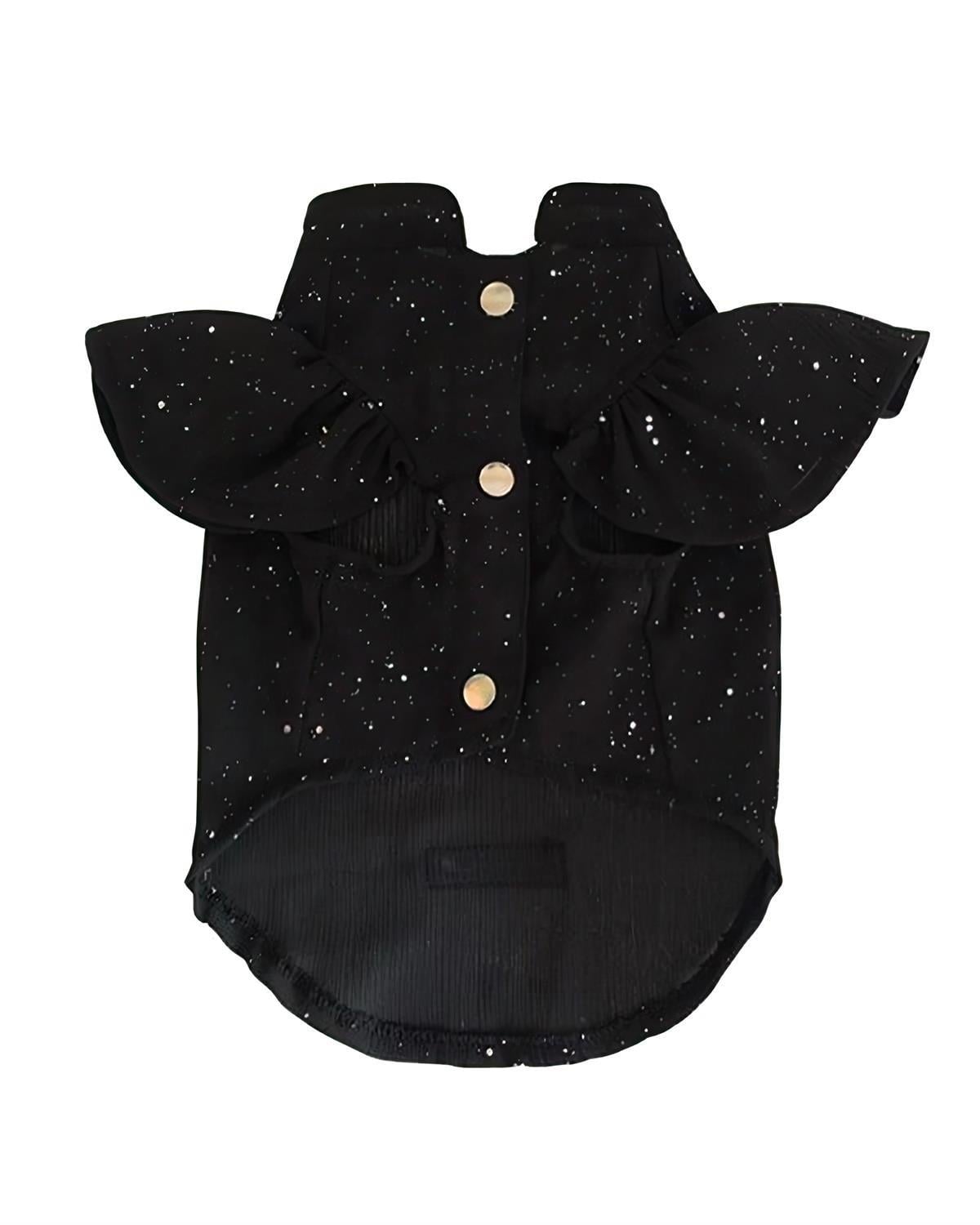 Lollidogs Hologram Glittering Ruffled Sleeve Dog Shirt Black
