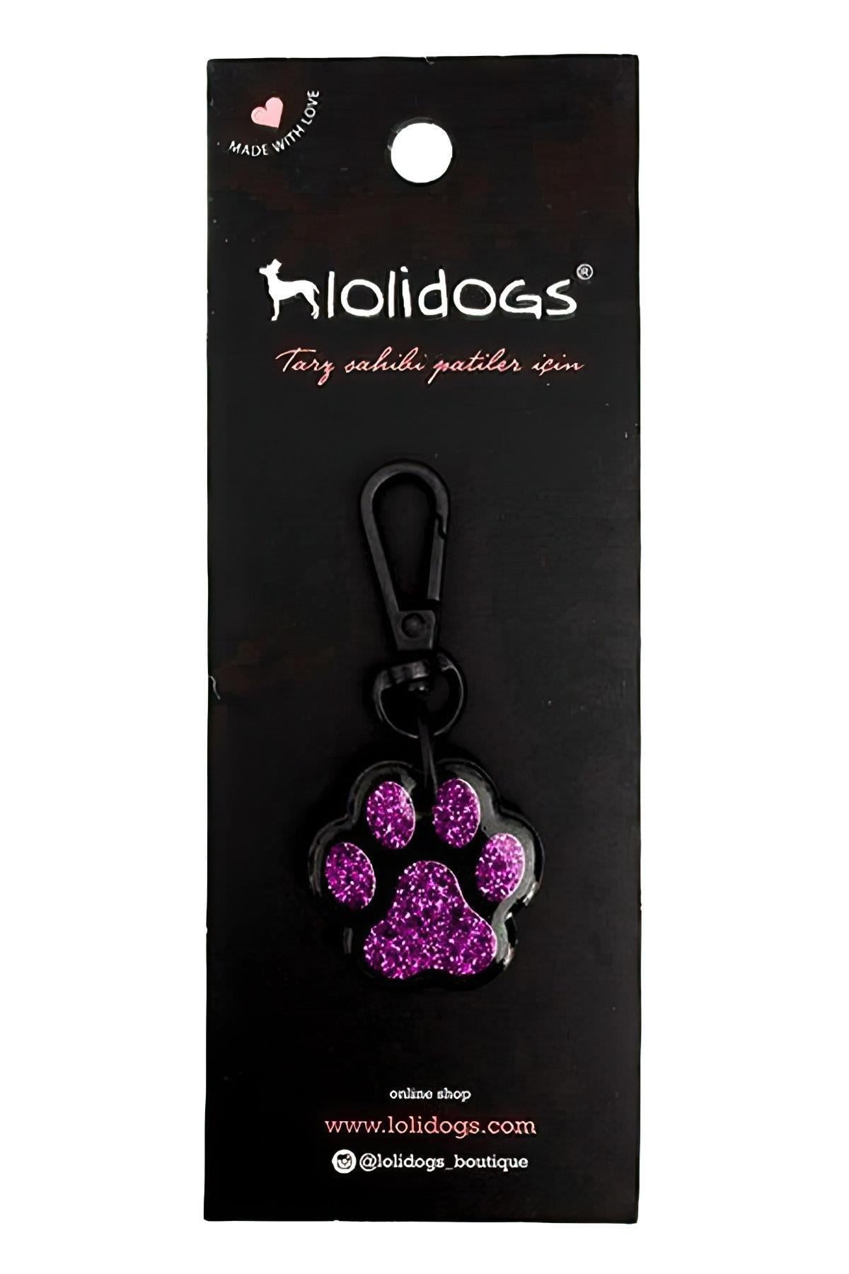 Lolidogs Pati Şeklinde Köpek Künyesi - Glitter Mor