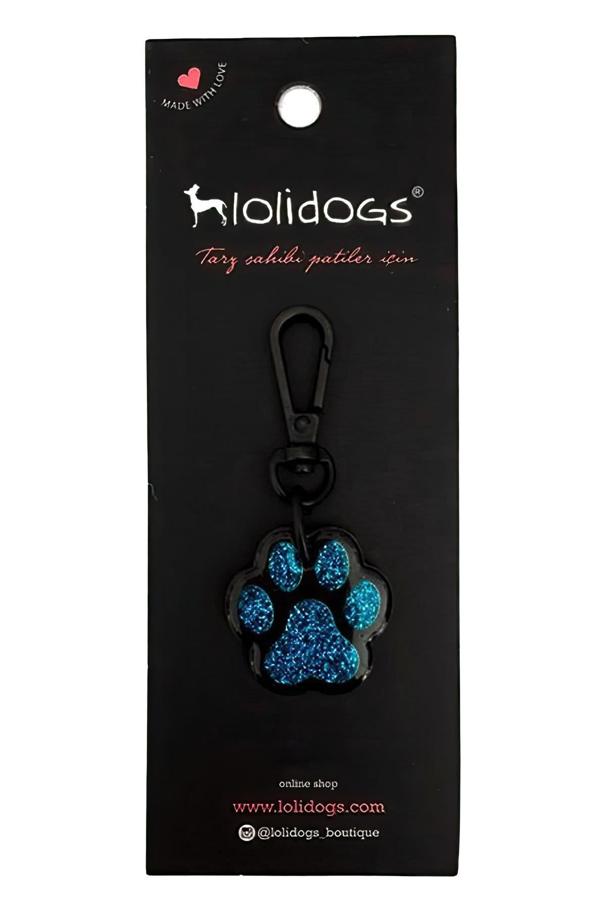 Lolidogs Pati Şeklinde Köpek Künyesi - Glitter Mavi