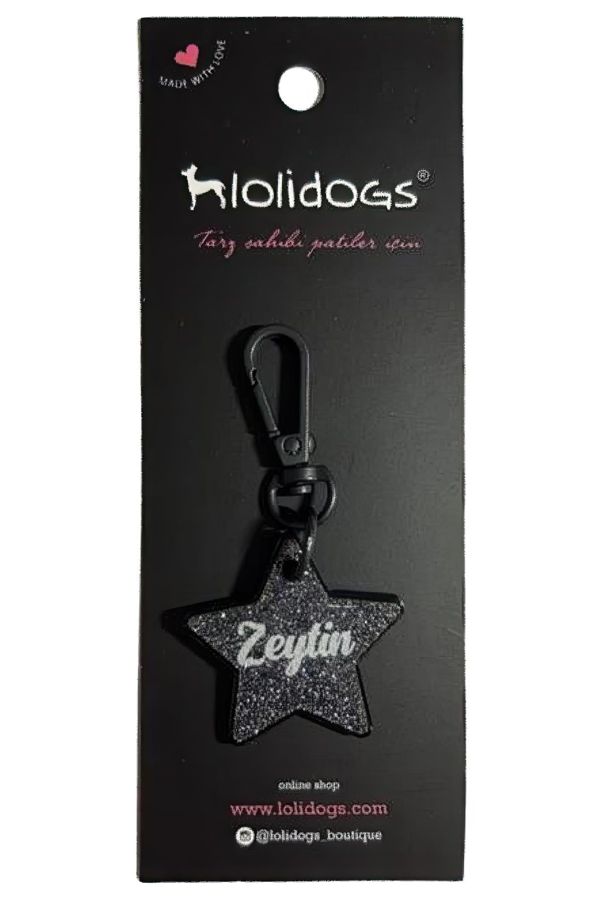 Lolidogs Yıldız Köpek Künyesi - Gri Glitter