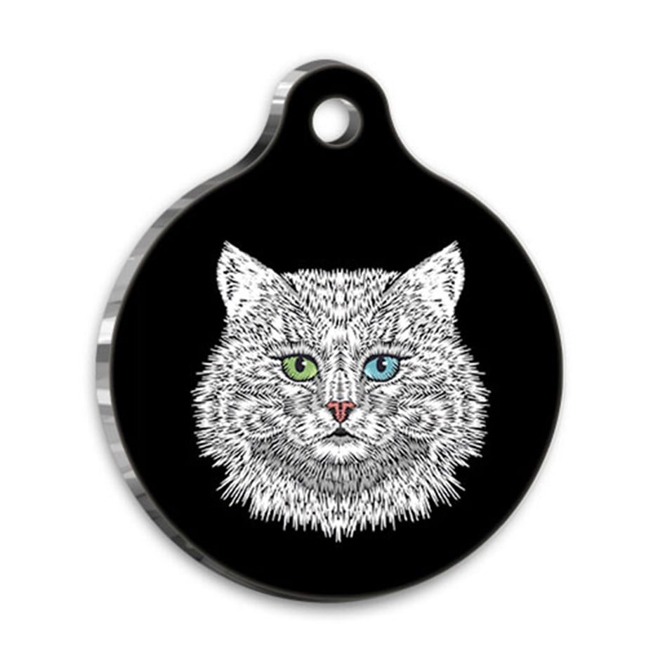 Manine Cool White Round Cat Tag