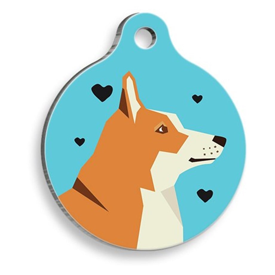 Blue Akita Round Dog Tag