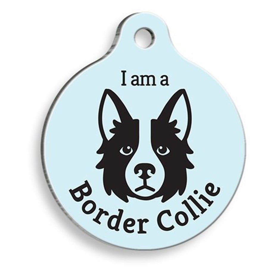 Blue Border Collie Round Dog Tag