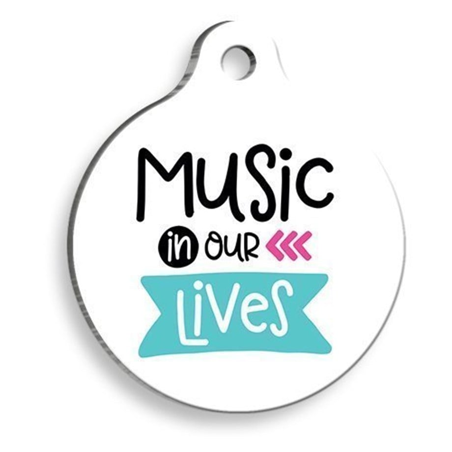 Music Lives Round Cat And Dog Tag