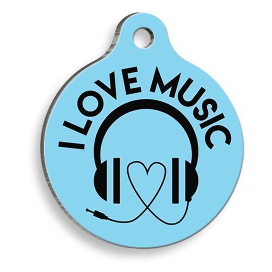 I Love Music Round Cat And Dog Tag
