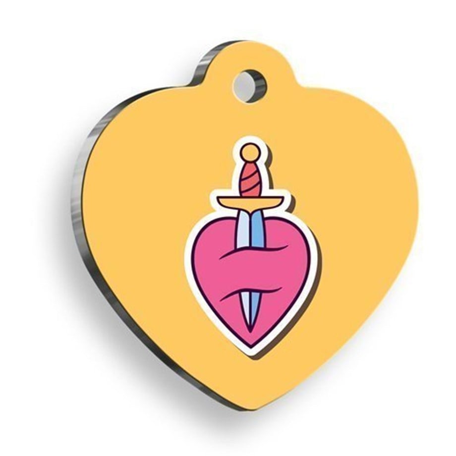 Oldschool Heart Shaped Cat Dog Tag