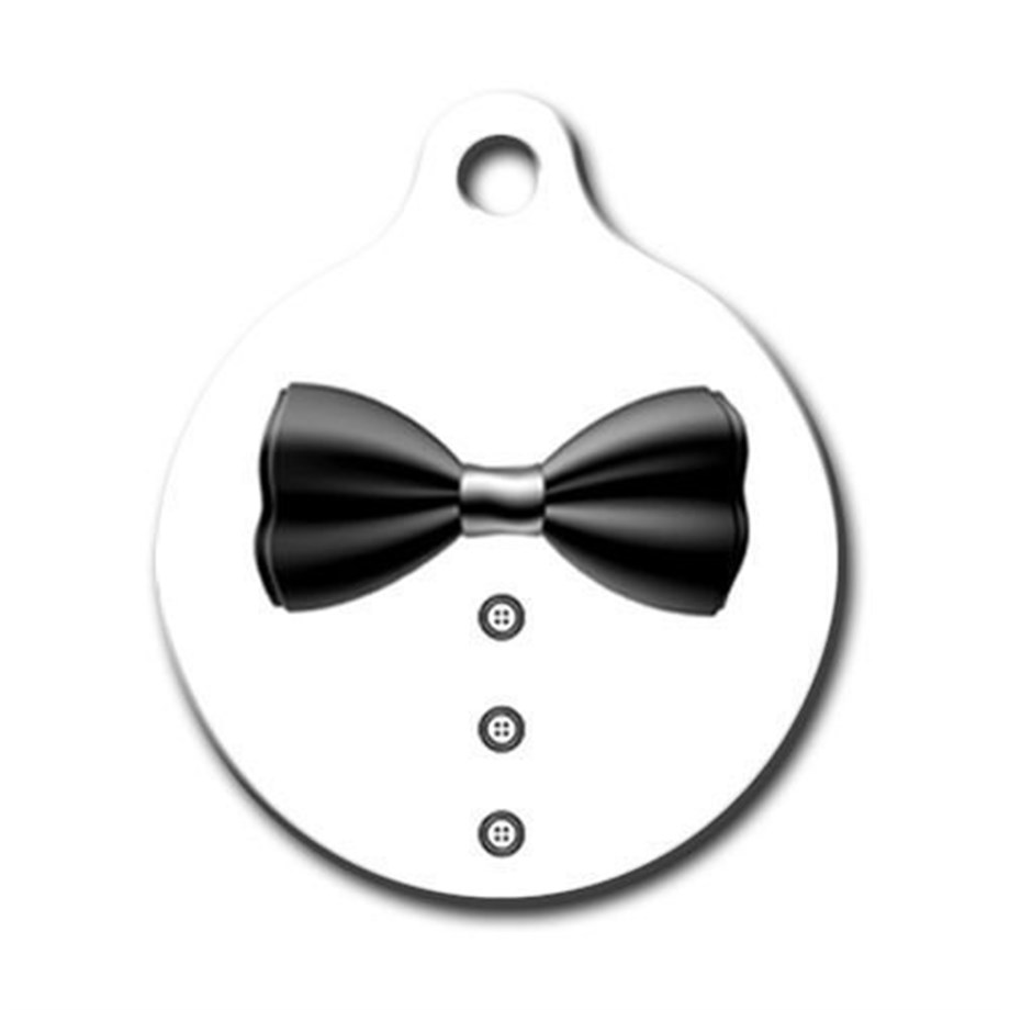 Round Cat Dog Tag With Papyon Patterned