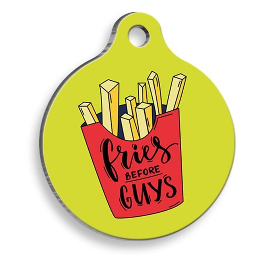 Potato Fries Round Shaped Cat And Dog Tag