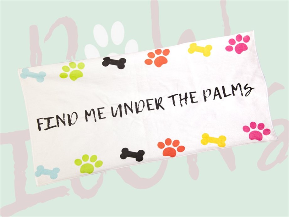 Paw Icons Find Me Under The Palms Köpek Havlu
