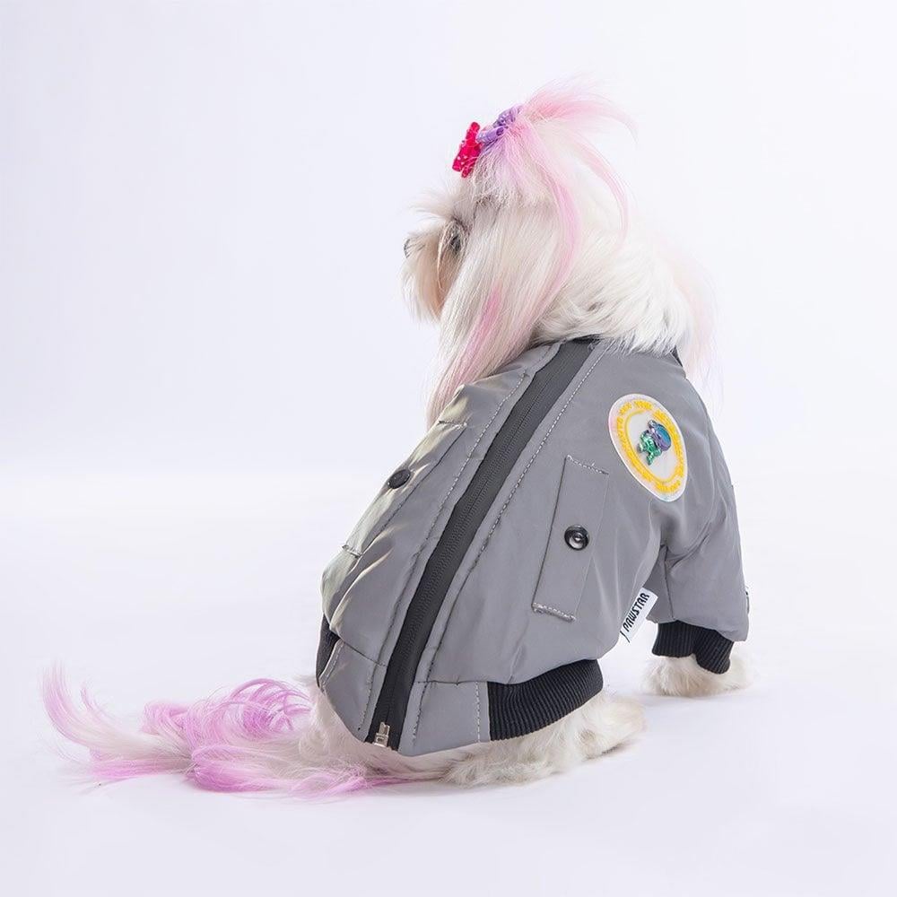 PawStar Astrodog Gri Reflöktörlü Kumaş Yağmurluk Küçük ve Orta Irk