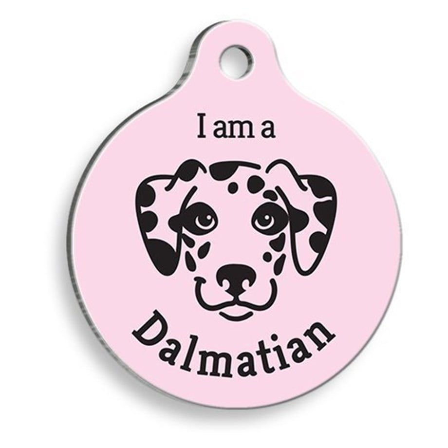 Pink Dalmatian Round Dog Tag
