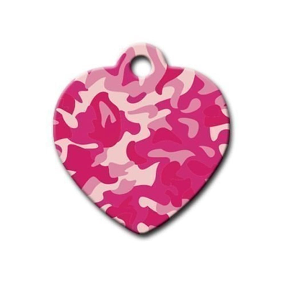 Pink Camouflage Patterned Heart Cat Dog Tag