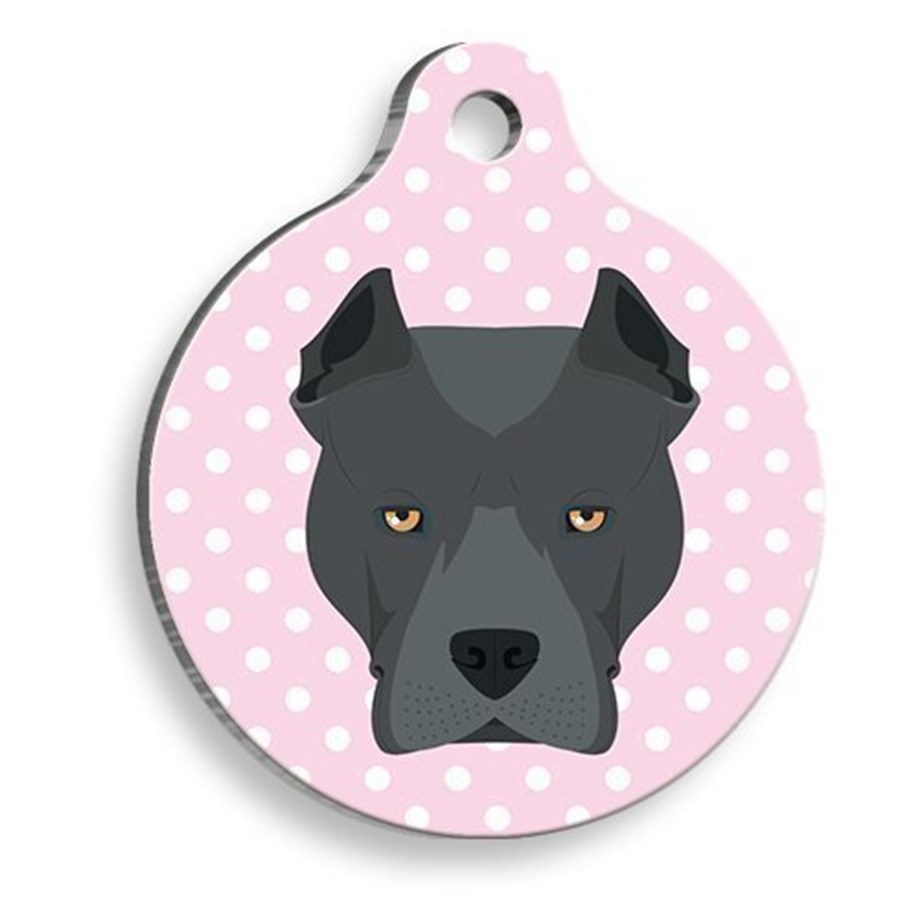 Pink Polka Dotter Corso Round Dog Tag
