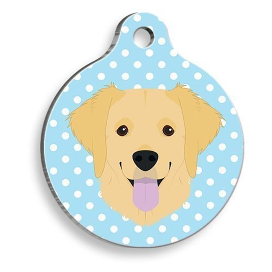 Blue Golden Retriever Round Dog Tag