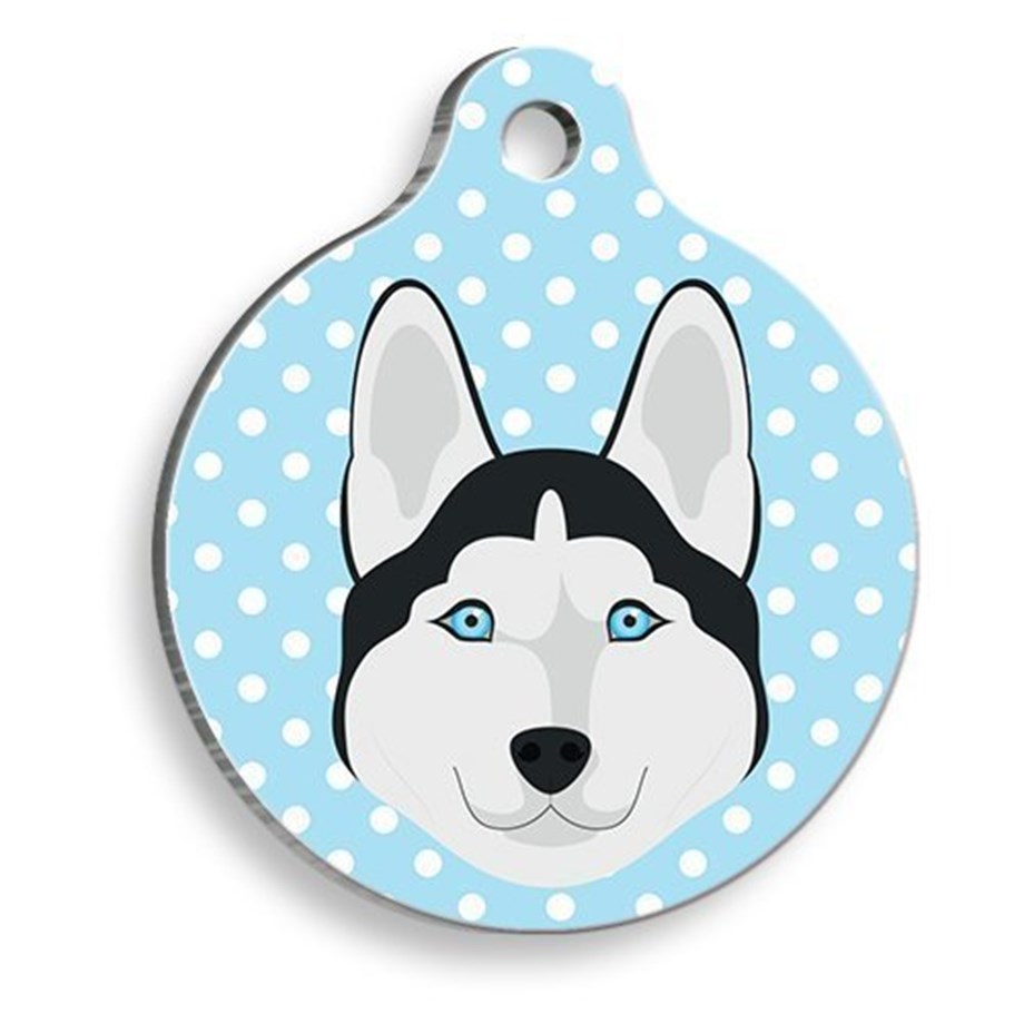 Poly Husky Blue Husky Round Dog Tag