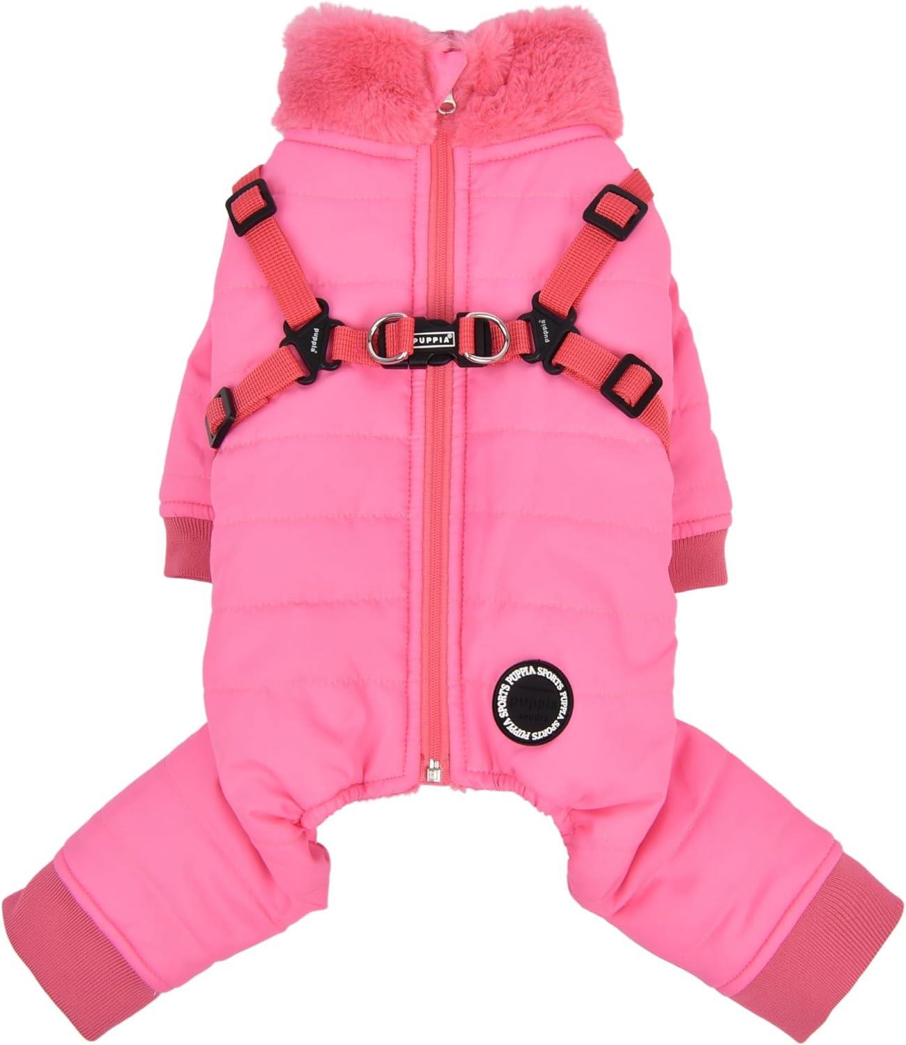 Puppia Everson Dog Jumpsuit Tasmalı Köpek Tulumu Pembe