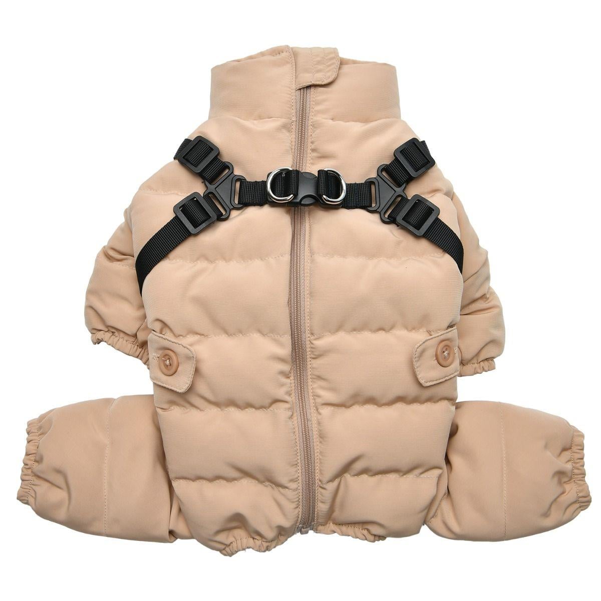 Puppia Ultra Light Soft Onesie Tasmalı Köpek Tulumu Bej