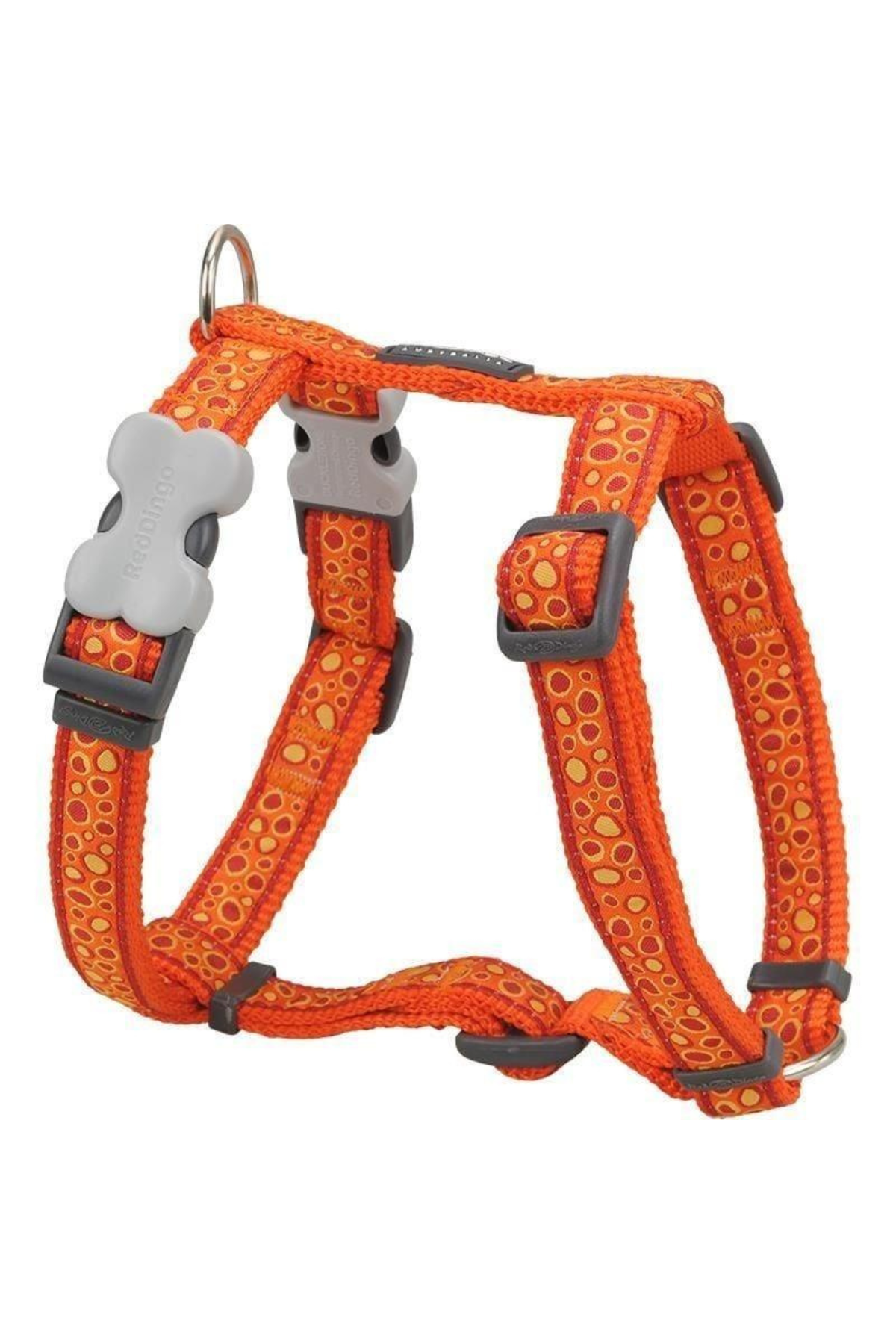 Red Dingo Harness Bedrock Desenli Köpek Göğüs Tasması Turuncu 15 Mm
