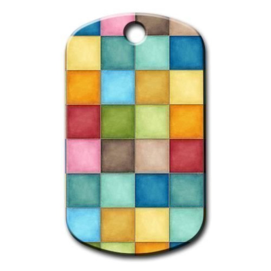 Colorful Square Patterned Cat Dog Tag