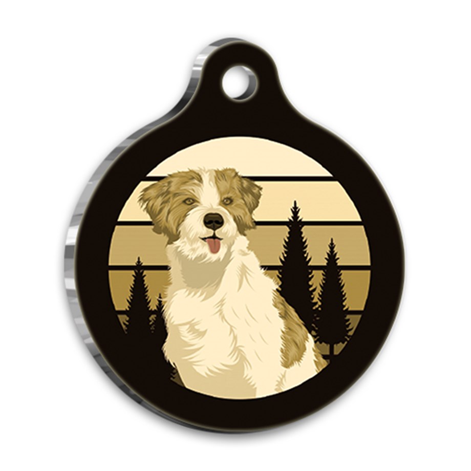 Retro Miniature Schnauzer Round Dog Tag