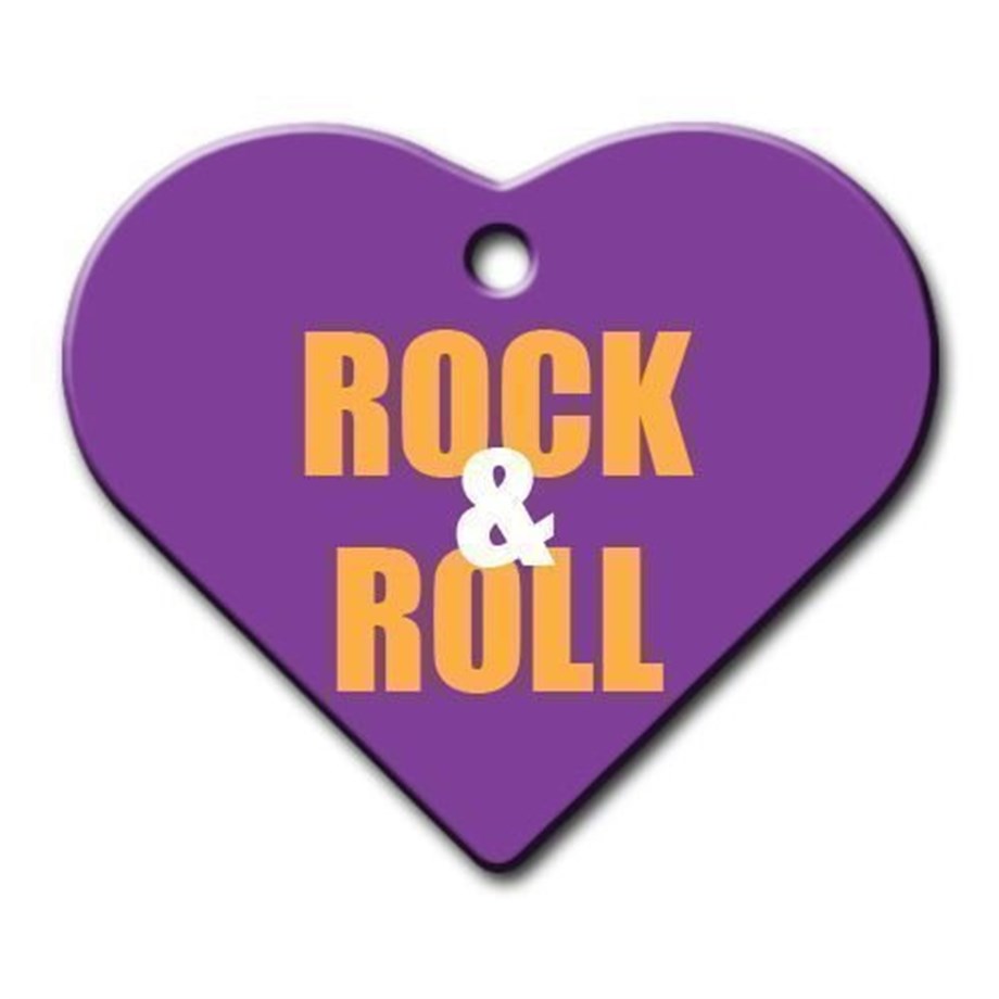 Rock & Roll Wide Heart Cat Dog Tag