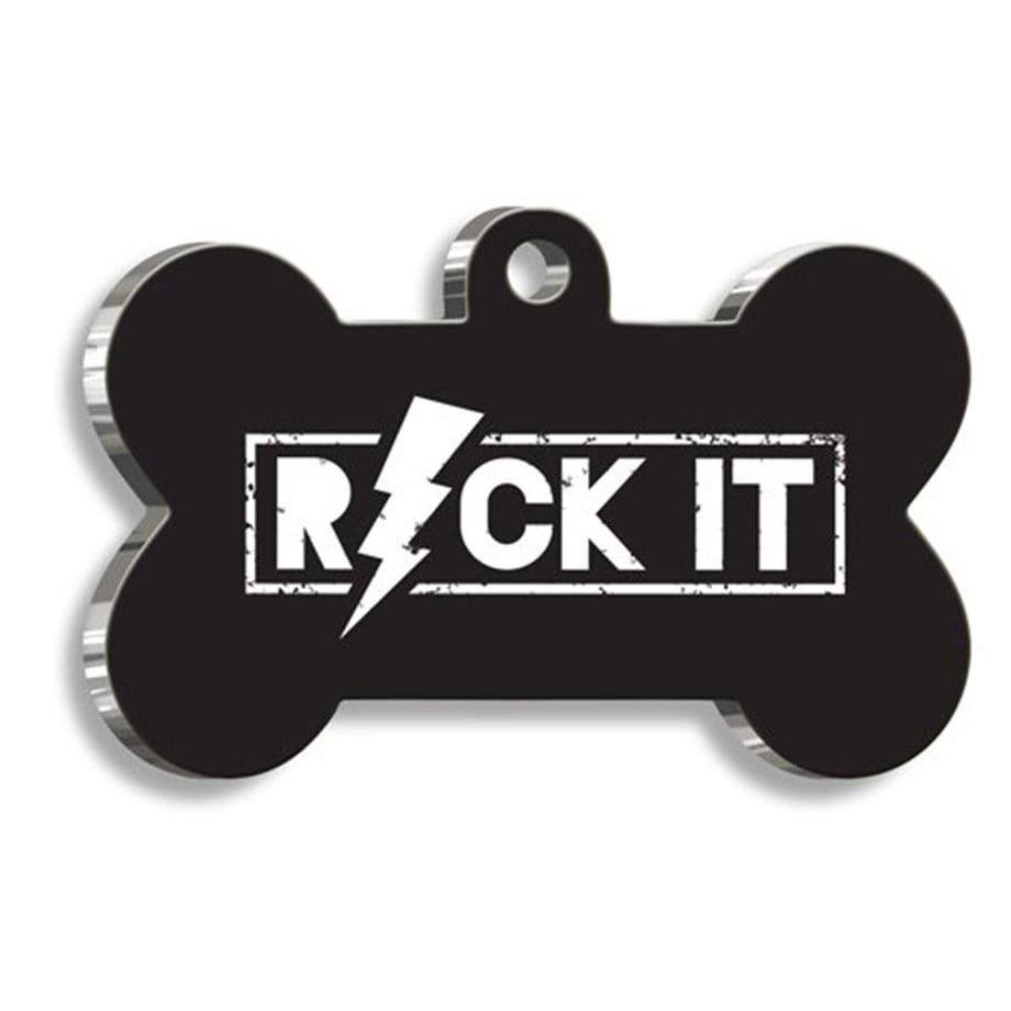 Rock It Bone Shaped Dog Tag