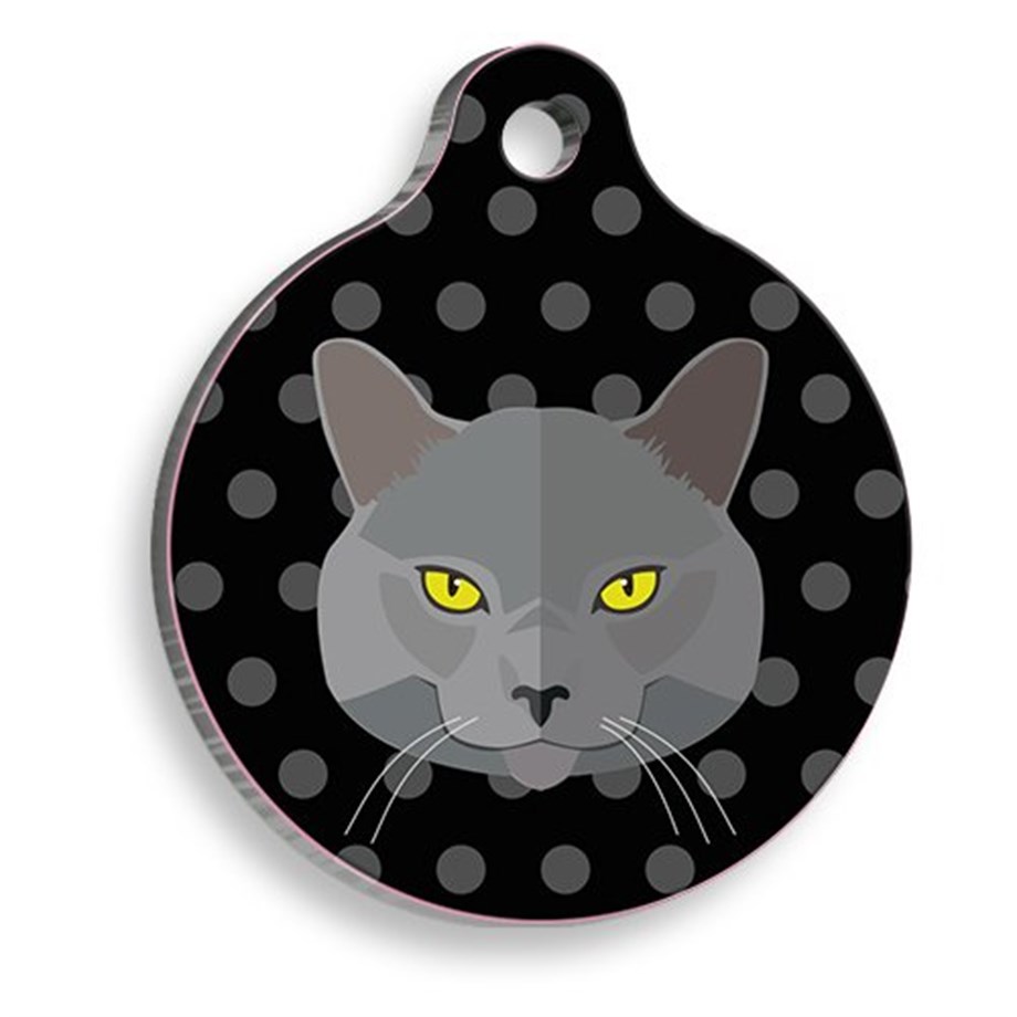 Russian Blue Round Cat Tag