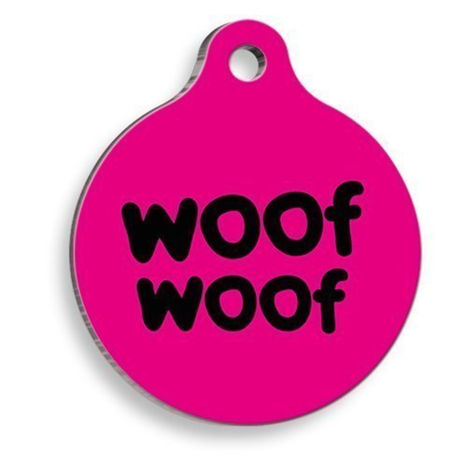 Plain Woof Round Dog Tag