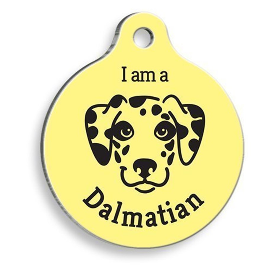 Yellow Dalmatian Round Dog Tag