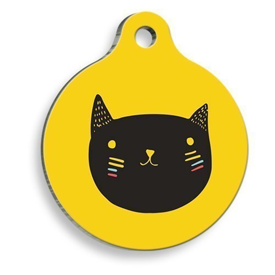 Yellow Round Cat Tag