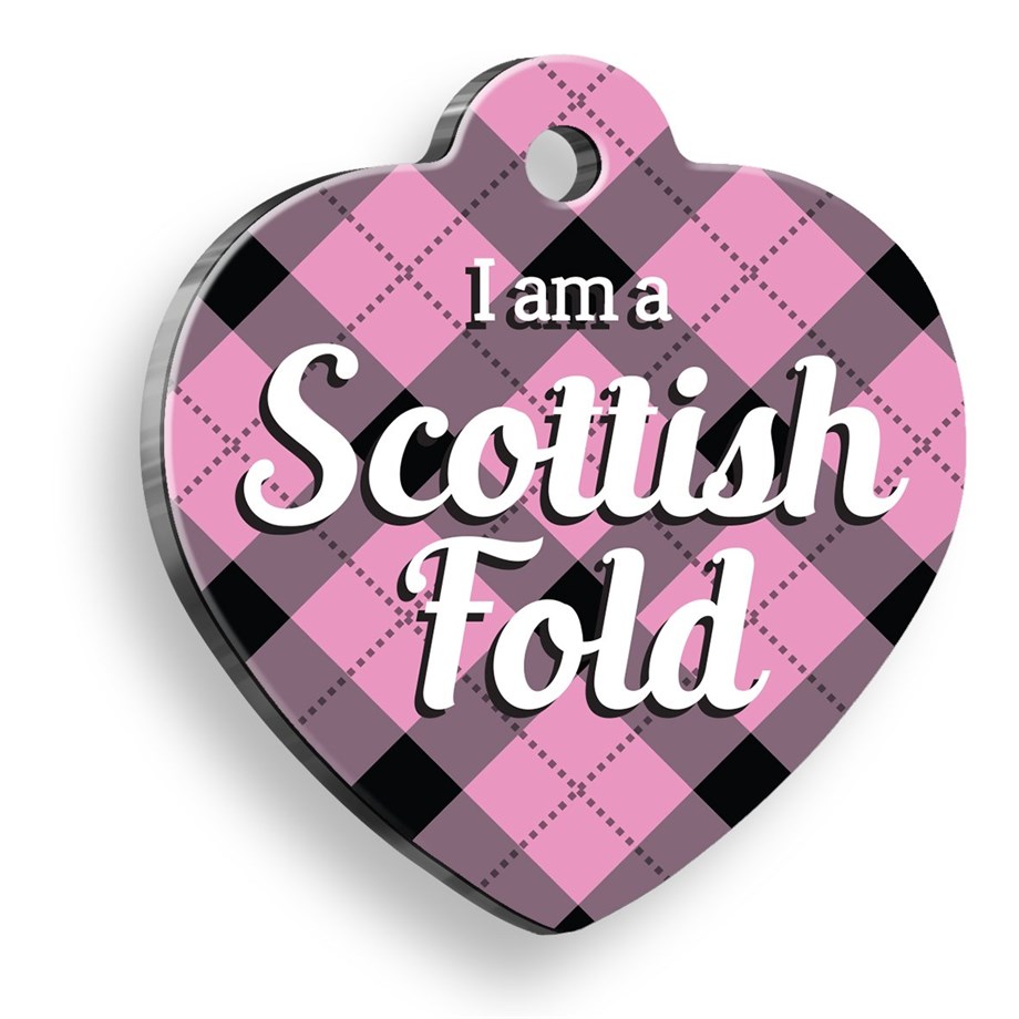 Scottish Fold Ectic Heart Shaped Cat Tag