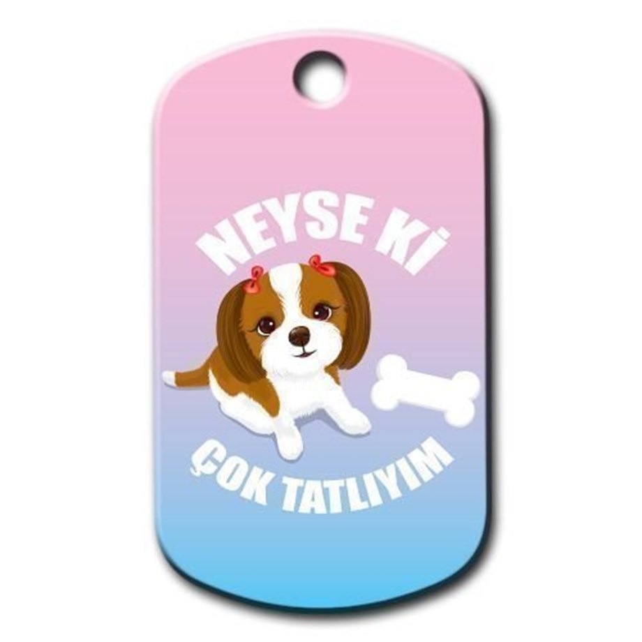 Cute Dog Patterned Dog Tag